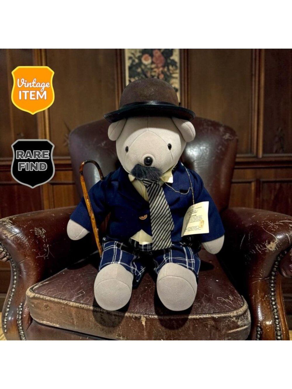 Vintage Bearlie Chaplin Charlie VIB 1990 Bear! RARE!